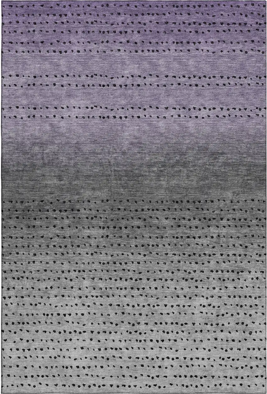 Purple Charcoal And Gray Abstract Washable Area Rug With UV Protection Photo 1