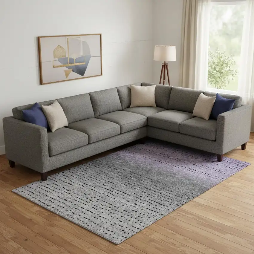 Purple Charcoal And Gray Abstract Washable Area Rug With UV Protection Photo 2