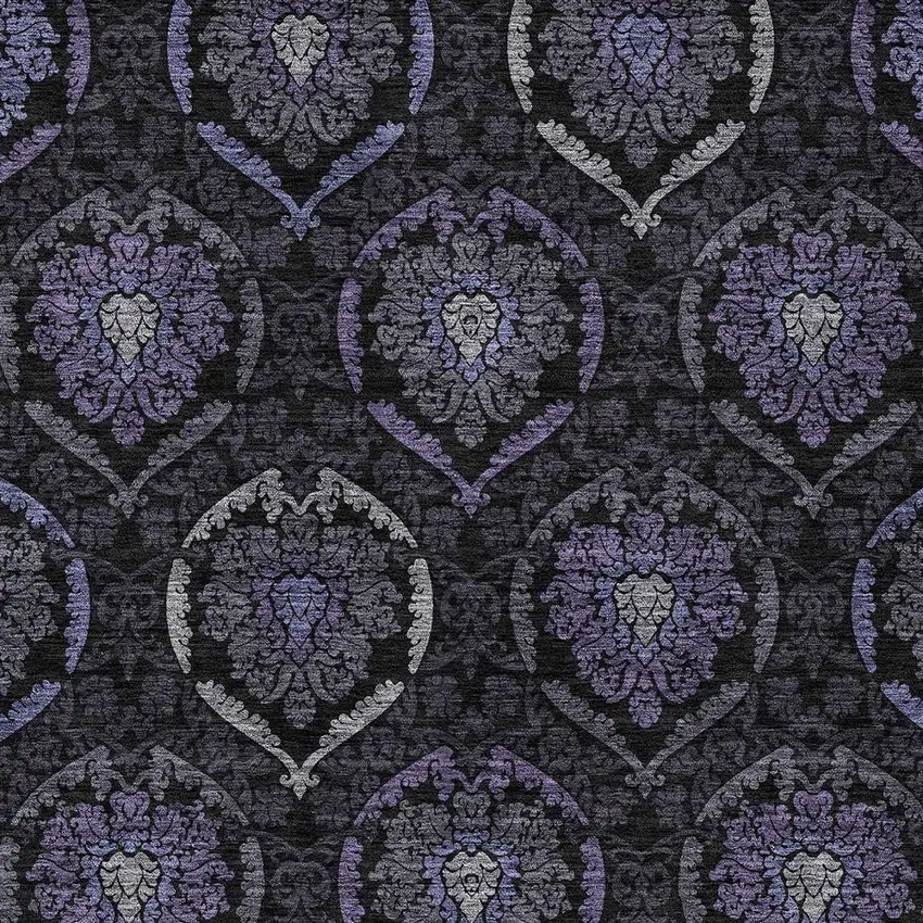 Purple Charcoal And Gray Medallion Washable Indoor Outdoor Area Rug Photo 6