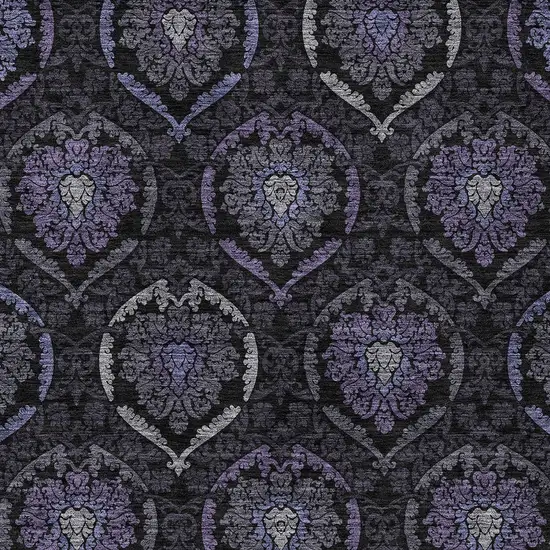 Purple Charcoal And Gray Medallion Washable Indoor Outdoor Area Rug Photo 6