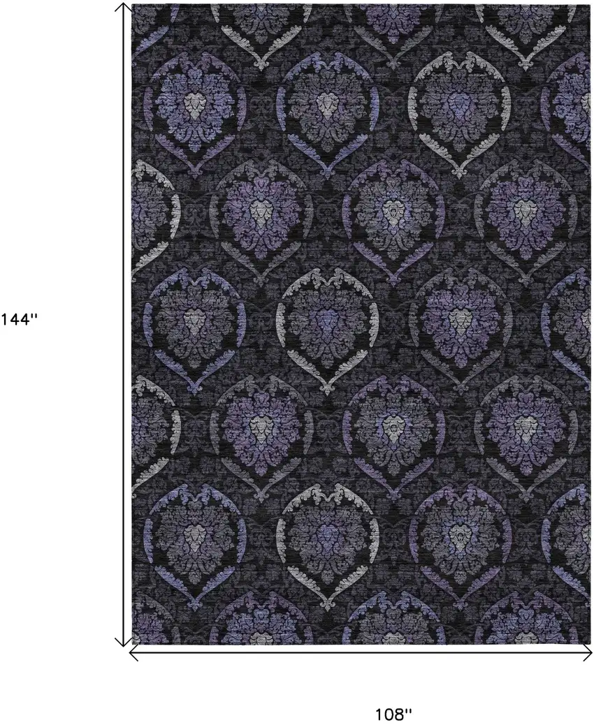 Purple Charcoal And Gray Medallion Washable Indoor Outdoor Area Rug Photo 3