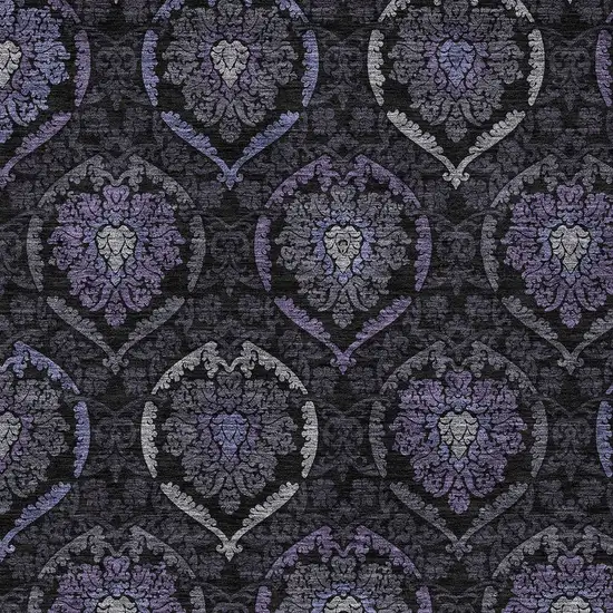 Purple Charcoal And Gray Medallion Washable Indoor Outdoor Area Rug Photo 6