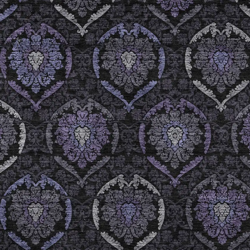 Purple Charcoal And Gray Medallion Washable Indoor Outdoor Area Rug Photo 6