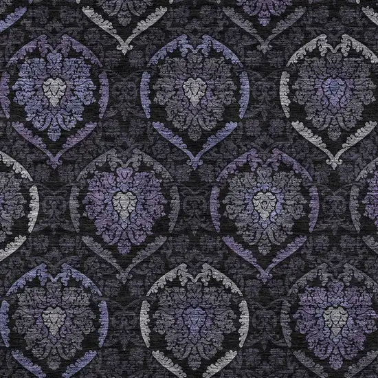 Purple Charcoal And Gray Medallion Washable Indoor Outdoor Area Rug Photo 6