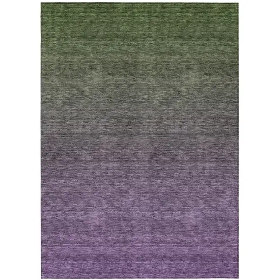 Purple Charcoal And Green Ombre Washable Indoor Outdoor Area Rug Photo 2