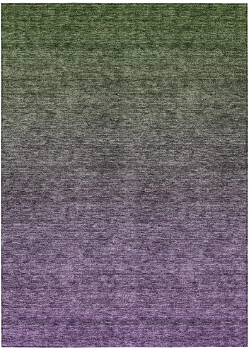 Purple Charcoal And Green Ombre Washable Indoor Outdoor Area Rug Photo 2