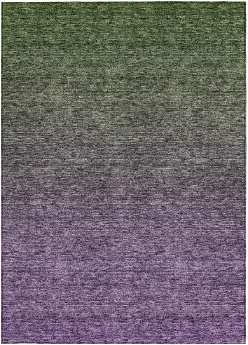 Purple Charcoal And Green Ombre Washable Indoor Outdoor Area Rug Photo 6