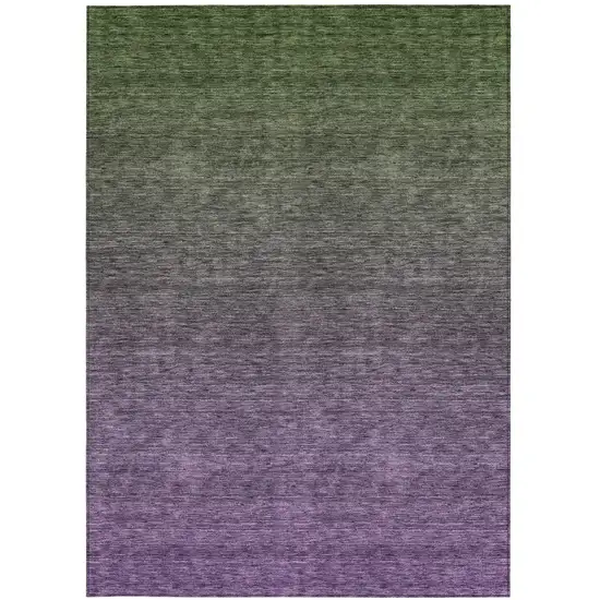 Purple Charcoal And Green Ombre Washable Indoor Outdoor Area Rug Photo 6