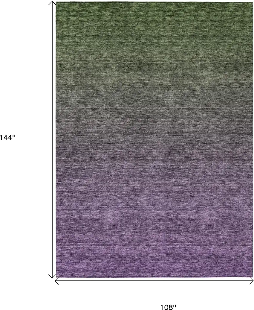 Purple Charcoal And Green Ombre Washable Indoor Outdoor Area Rug Photo 3