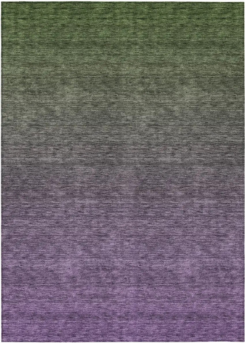 Purple Charcoal And Green Ombre Washable Indoor Outdoor Area Rug Photo 2