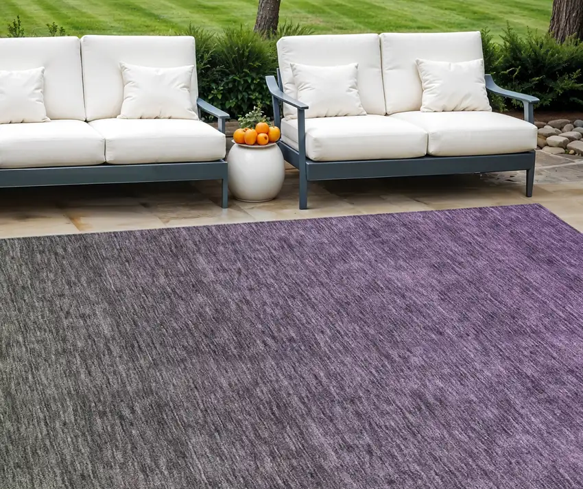 Purple Charcoal And Green Ombre Washable Indoor Outdoor Area Rug Photo 1