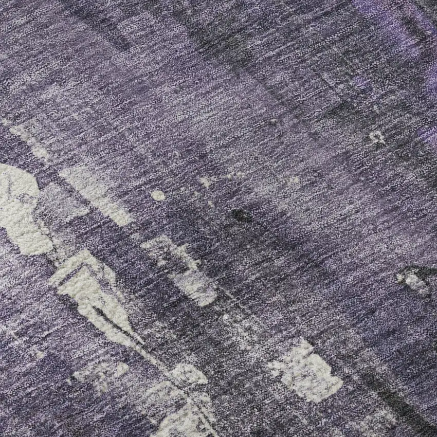 Purple Charcoal And Ivory Abstract Washable Area Rug With UV Protection Photo 9