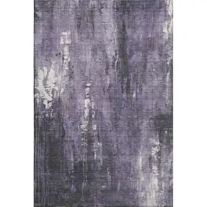 Photo of Purple Charcoal And Ivory Abstract Washable Area Rug With UV Protection