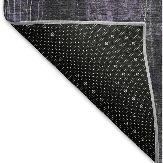 Purple Charcoal And Ivory Abstract Washable Area Rug With UV Protection Photo 6