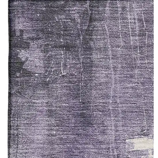 Purple Charcoal And Ivory Abstract Washable Area Rug With UV Protection Photo 2