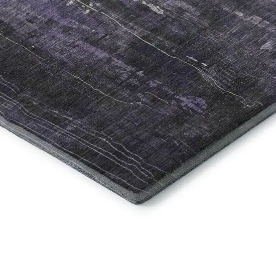 Purple Charcoal And Ivory Abstract Washable Area Rug With UV Protection Photo 7