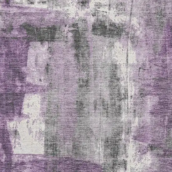 Purple Charcoal And Ivory Abstract Washable Area Rug With UV Protection Photo 3