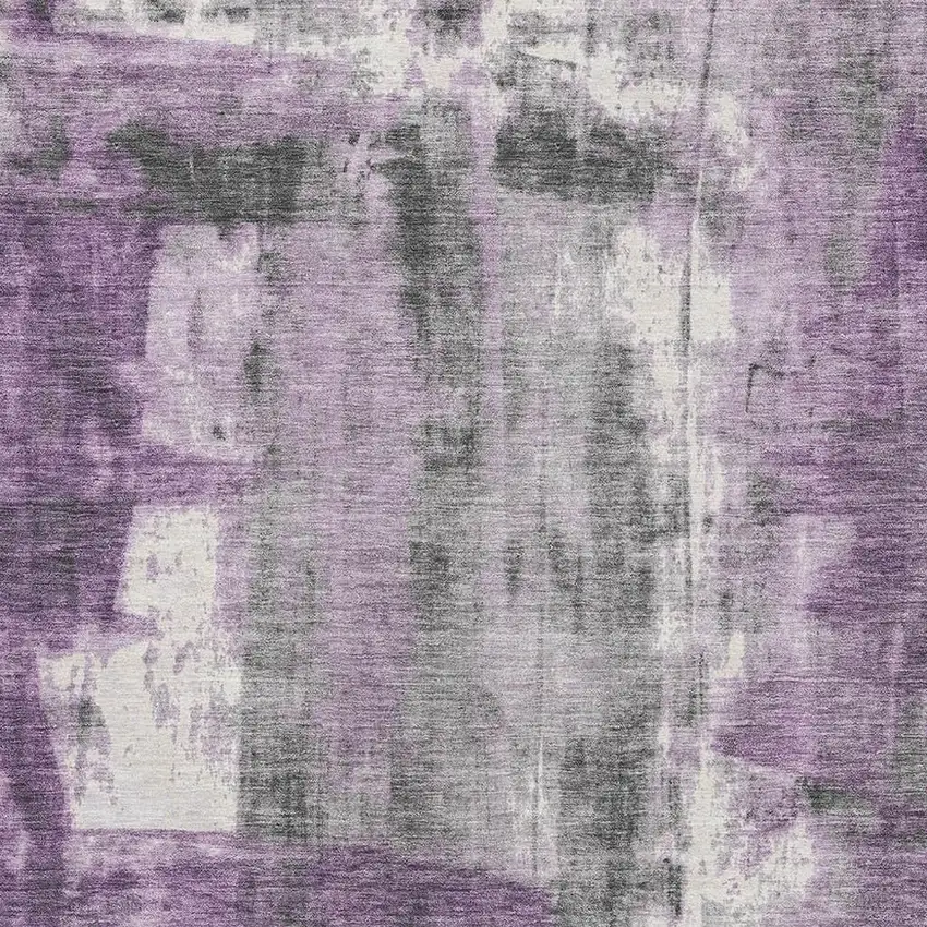 Purple Charcoal And Ivory Abstract Washable Area Rug With UV Protection Photo 3