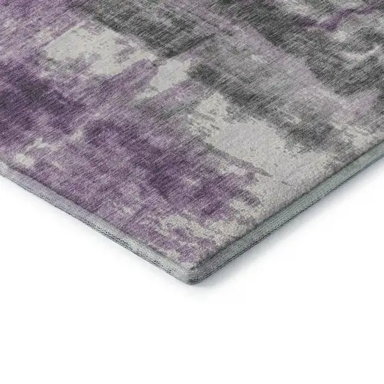 Purple Charcoal And Ivory Abstract Washable Area Rug With UV Protection Photo 7