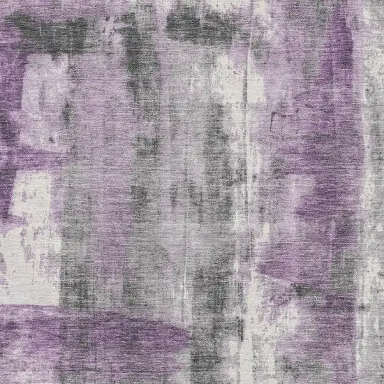 Purple Charcoal And Ivory Abstract Washable Area Rug With UV Protection Photo 3