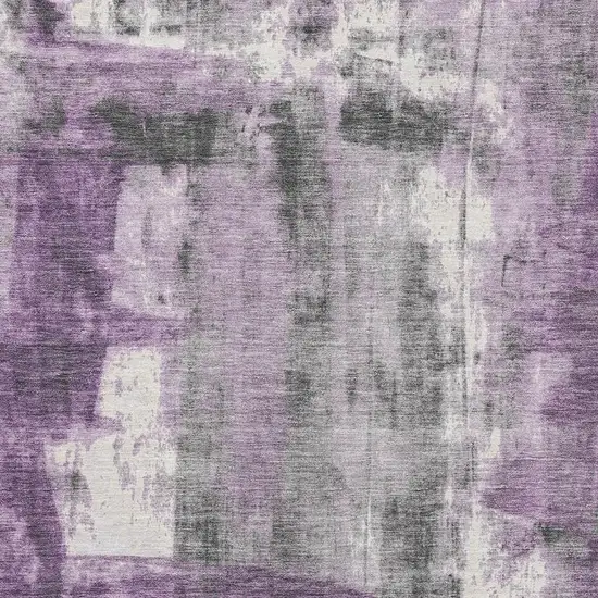 Purple Charcoal And Ivory Abstract Washable Area Rug With UV Protection Photo 3