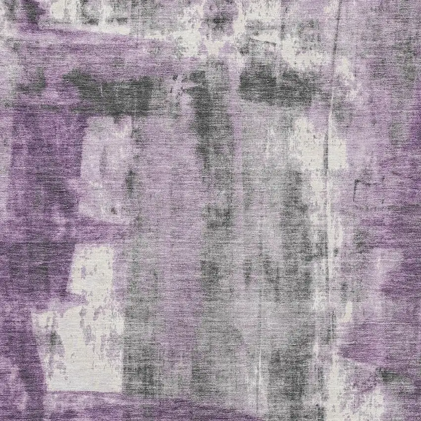Purple Charcoal And Ivory Abstract Washable Area Rug With UV Protection Photo 3