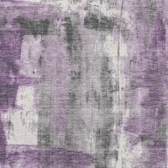 Purple Charcoal And Ivory Abstract Washable Area Rug With UV Protection Photo 3