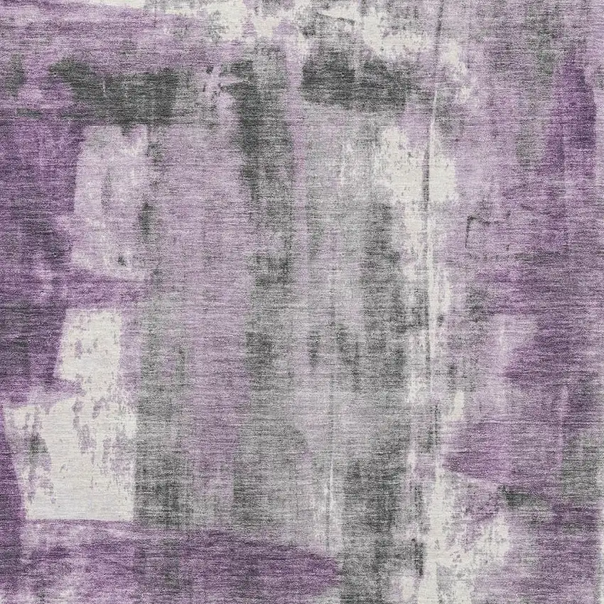Purple Charcoal And Ivory Abstract Washable Area Rug With UV Protection Photo 3