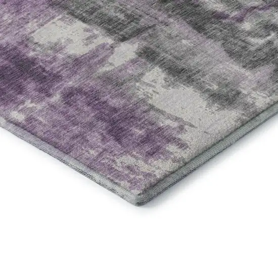 Purple Charcoal And Ivory Abstract Washable Area Rug With UV Protection Photo 5