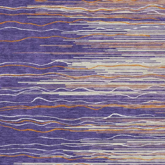 Purple Copper And Ivory Striped Washable Indoor Outdoor Area Rug Photo 6