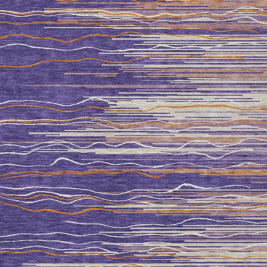 Purple Copper And Ivory Striped Washable Indoor Outdoor Area Rug Photo 6