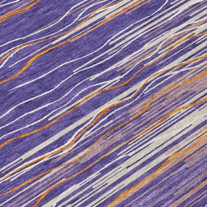 Photo of Purple Copper And Ivory Striped Washable Indoor Outdoor Area Rug
