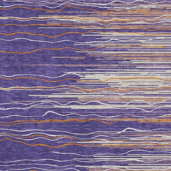 Purple Copper And Ivory Striped Washable Indoor Outdoor Area Rug Photo 6