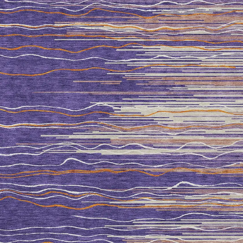 Purple Copper And Ivory Striped Washable Indoor Outdoor Area Rug Photo 6
