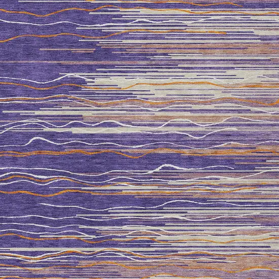 Purple Copper And Ivory Striped Washable Indoor Outdoor Area Rug Photo 6