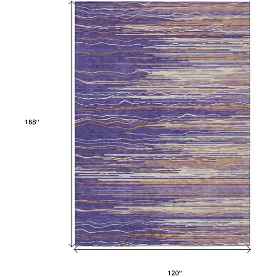 Purple Copper And Ivory Striped Washable Indoor Outdoor Area Rug Photo 3