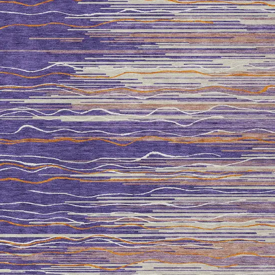 Purple Copper And Ivory Striped Washable Indoor Outdoor Area Rug Photo 6