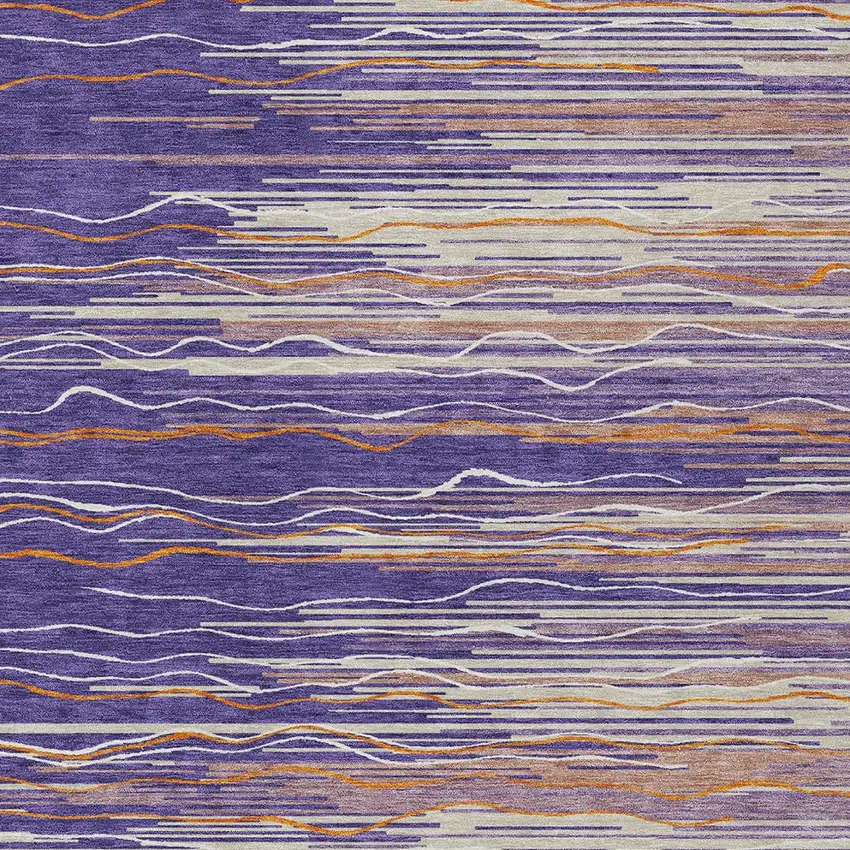 Purple Copper And Ivory Striped Washable Indoor Outdoor Area Rug Photo 6