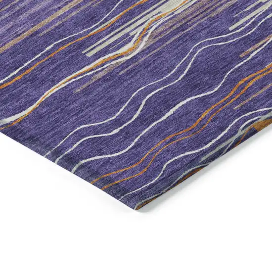 Purple Copper And Ivory Striped Washable Indoor Outdoor Area Rug Photo 4