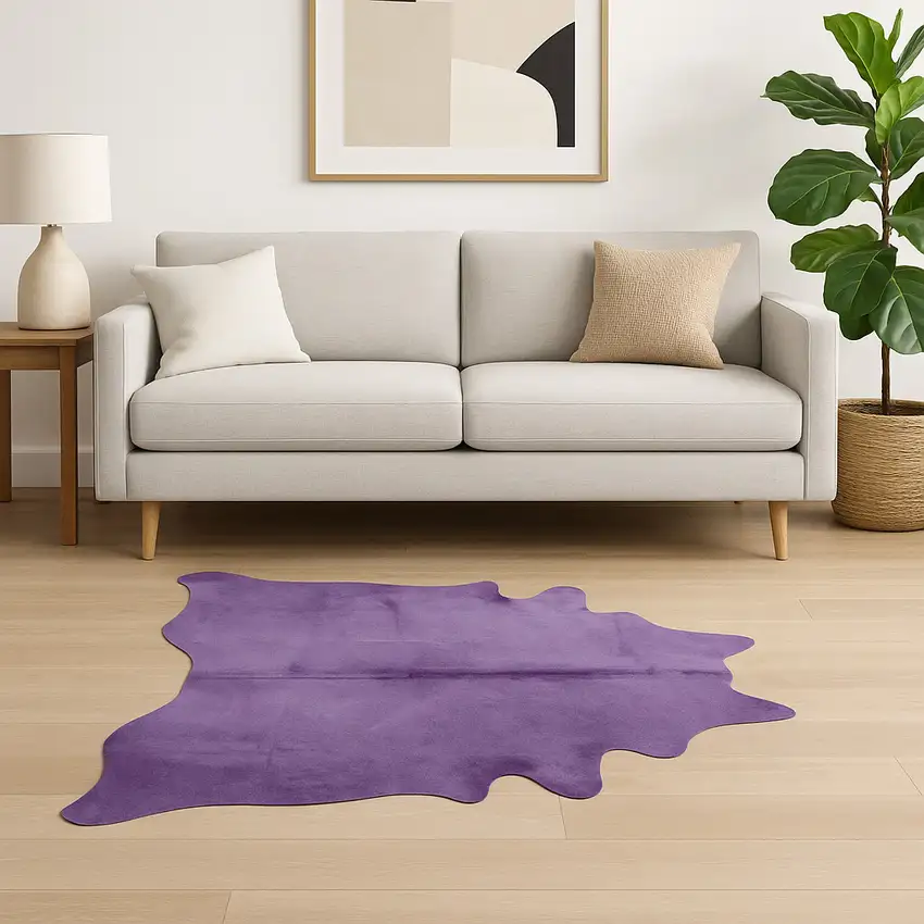 Purple Cowhide Hand Tufted Area Rug Photo 2