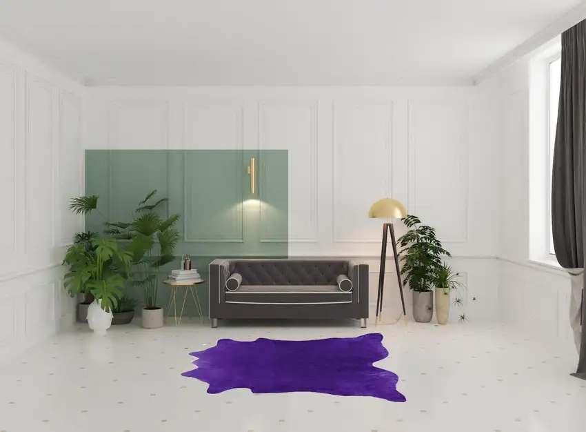 Purple Cowhide Hand Knotted Area Rug Photo 2