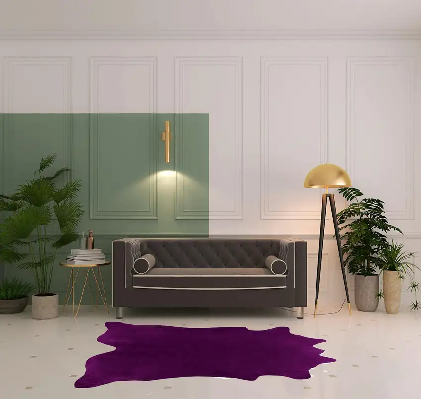 Purple Cowhide Hand Knotted Area Rug Photo 2
