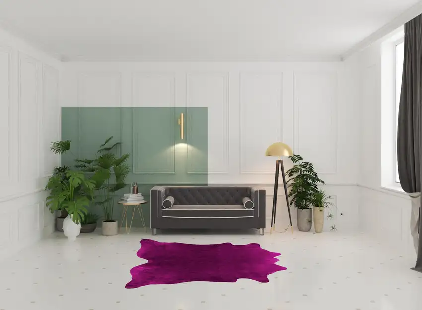 Purple Cowhide Hand Knotted Area Rug Photo 2