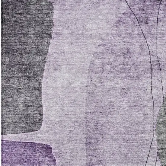 Purple Eggplant And Gray Abstract Washable Indoor Outdoor Area Rug Photo 4