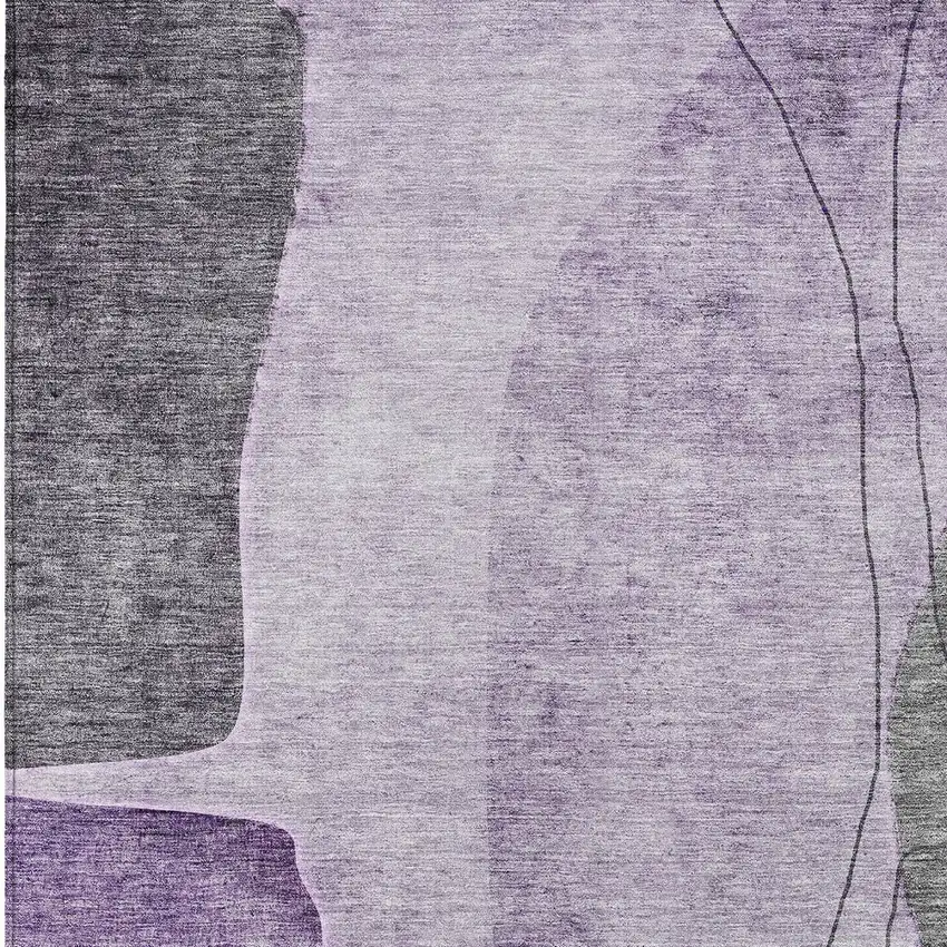 Purple Eggplant And Gray Abstract Washable Indoor Outdoor Area Rug Photo 4
