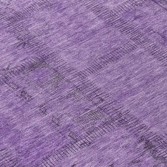 Purple Eggplant And Gray Patchwork Washable Indoor Outdoor Area Rug Photo 7