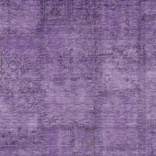 Purple Eggplant And Gray Patchwork Washable Indoor Outdoor Area Rug Photo 5