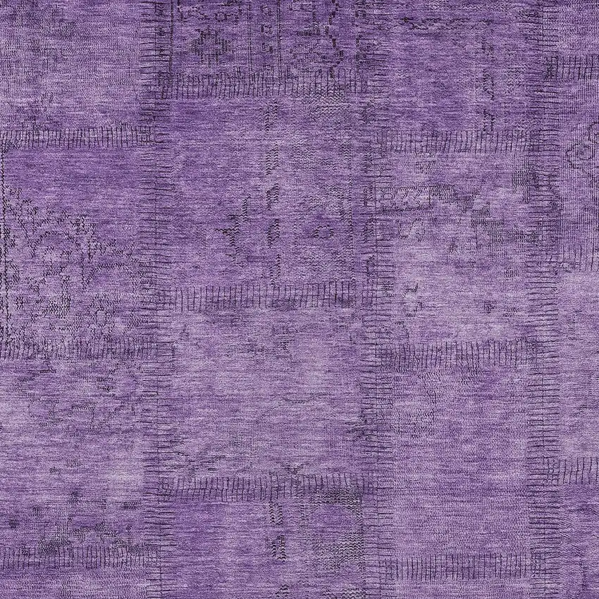 Purple Eggplant And Gray Patchwork Washable Indoor Outdoor Area Rug Photo 5