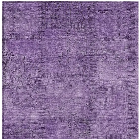 Purple Eggplant And Gray Patchwork Washable Indoor Outdoor Area Rug Photo 5