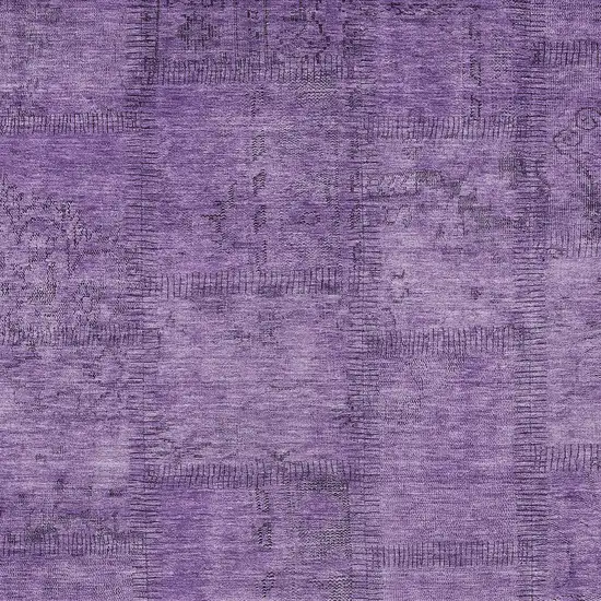 Purple Eggplant And Gray Patchwork Washable Indoor Outdoor Area Rug Photo 5